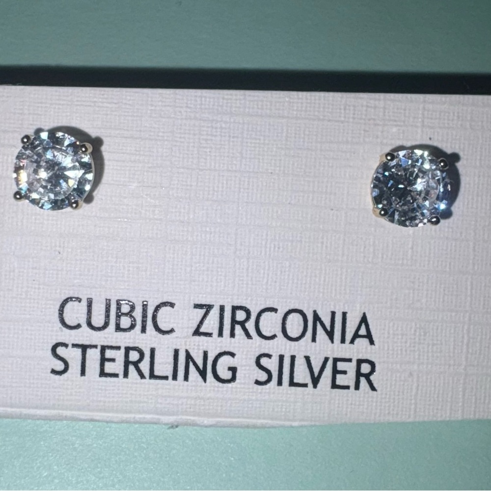 Sterling Silver Cubic Zirconia Stud Earrings